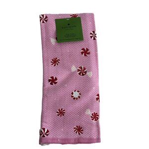 Kate Spade New York Holiday Set Of 3 Hand Towels Peppermint Polka Dots NEW